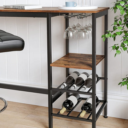 VASAGLE Bar Table with Wine Glass Holder and Bottle Rack LBT013B01 - Notbrand