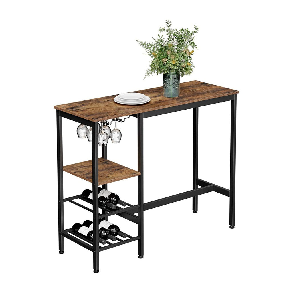 VASAGLE Bar Table with Wine Glass Holder and Bottle Rack LBT013B01 - Notbrand