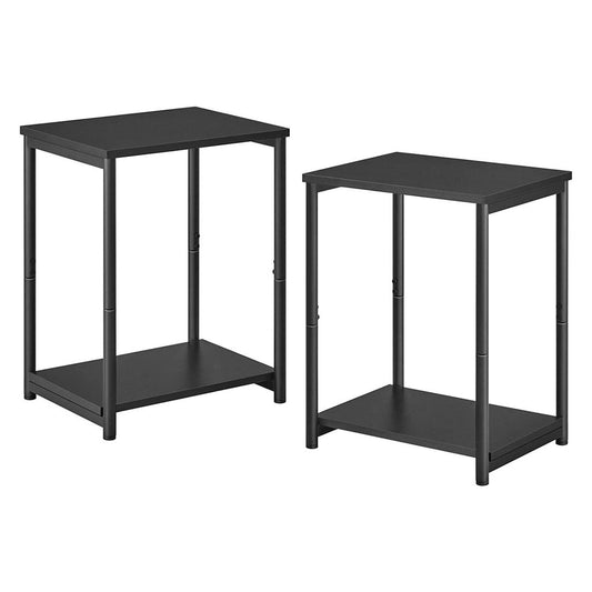 VASAGLE Side Table Set of 2 Charcoal Gray and Black with Storage Shelf LET272B16 - Notbrand