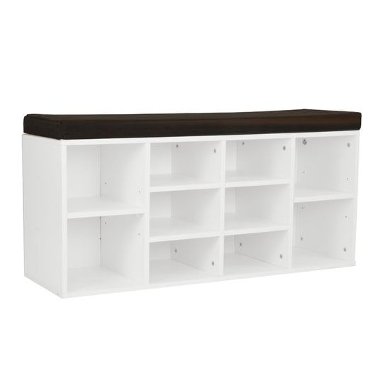 Sarantino Shoe Rack Cabinet Organiser Brown Cushion Bench Stool - 104 X 30 X 45 - White - Notbrand