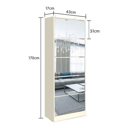 Sarantino Shoe Cabinet Rack Storage Cupboard Organiser Shelf 5 Drawers 170 X 63 X 17cm - Notbrand