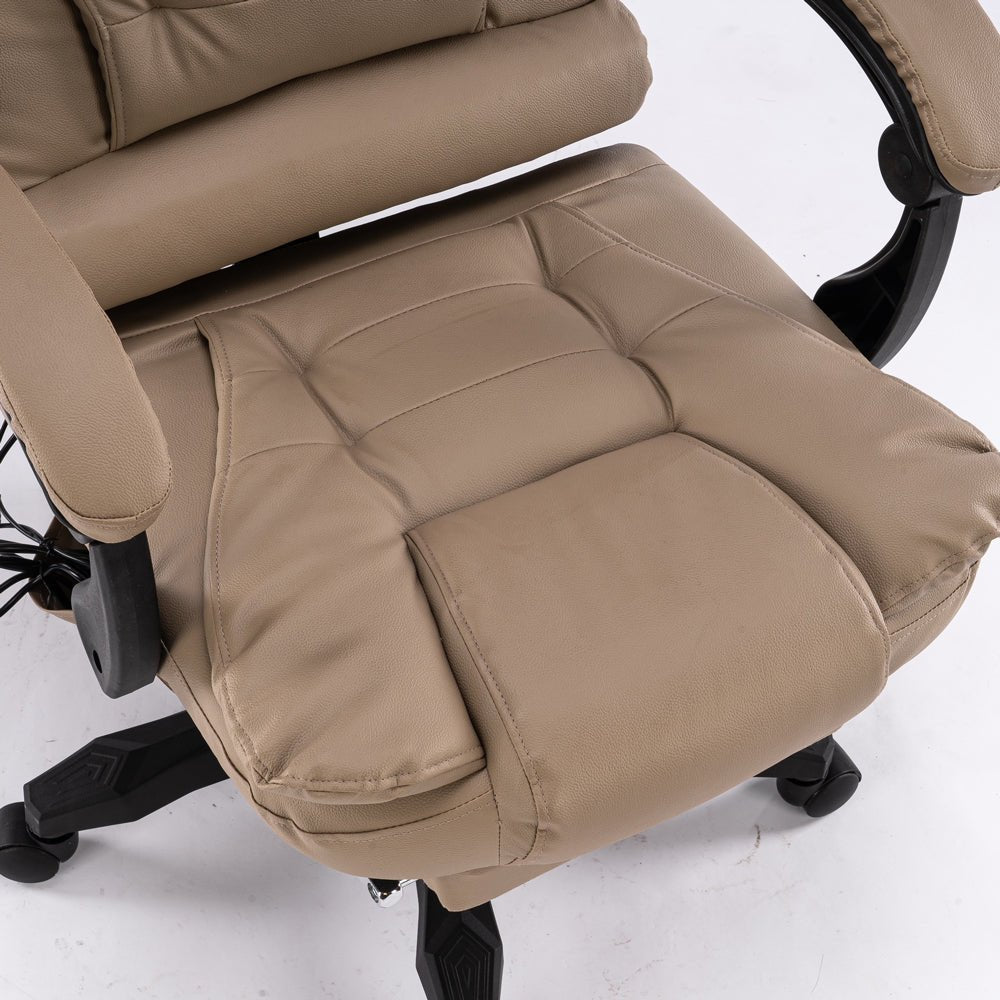 Robbie 8 Point Footrest Recliner Pu Leather Massage Chair - Khaki - Notbrand