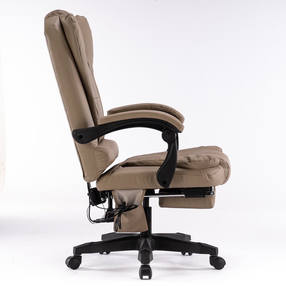 Robbie 8 Point Footrest Recliner Pu Leather Massage Chair - Khaki - Notbrand