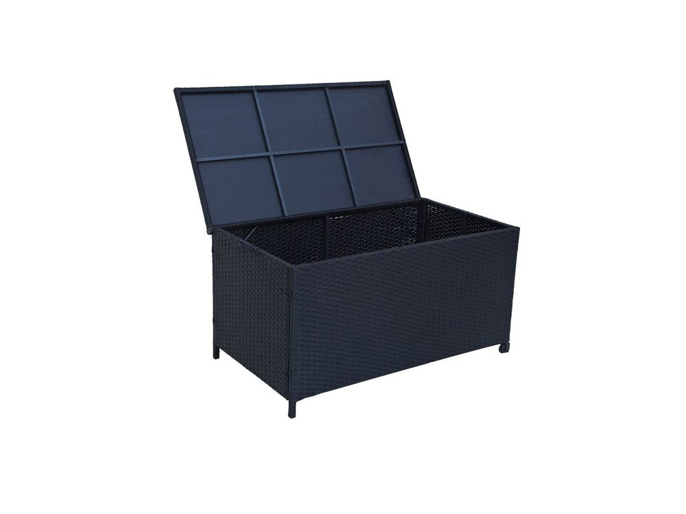 Garcer Outdoor PE Wicker Storage Box - Black - Notbrand