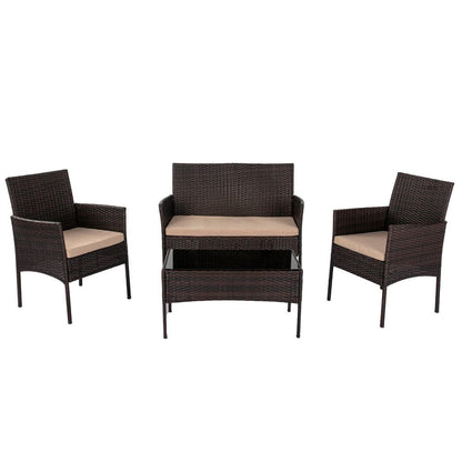 Bonzula 4 Seat Wicker Outdoor Lounge Set - 4 Pieces - Notbrand