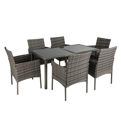 Grey Rural Style Outdoor Wicker 6-Seater Dining Set - House of Hyne