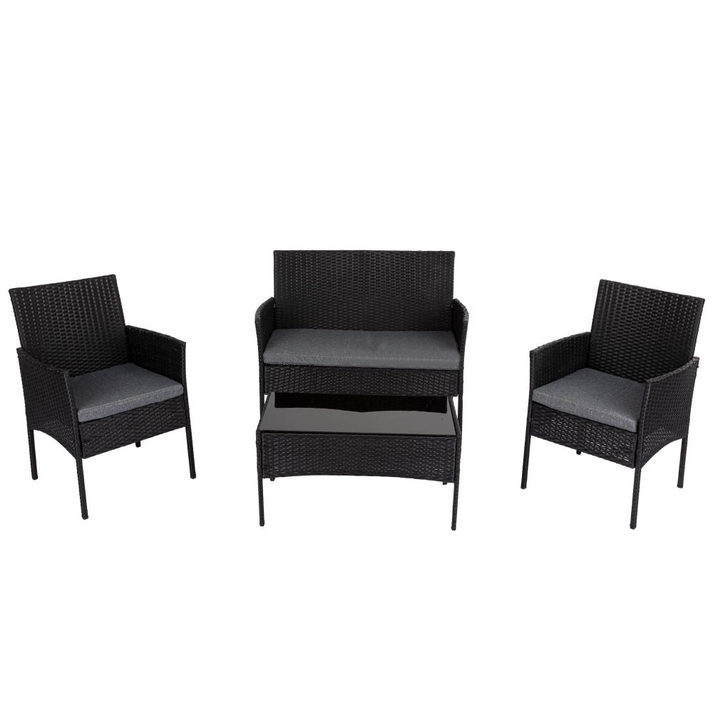 Altisblob 4 Seater Wicker Outdoor Lounge Set - Black - Notbrand