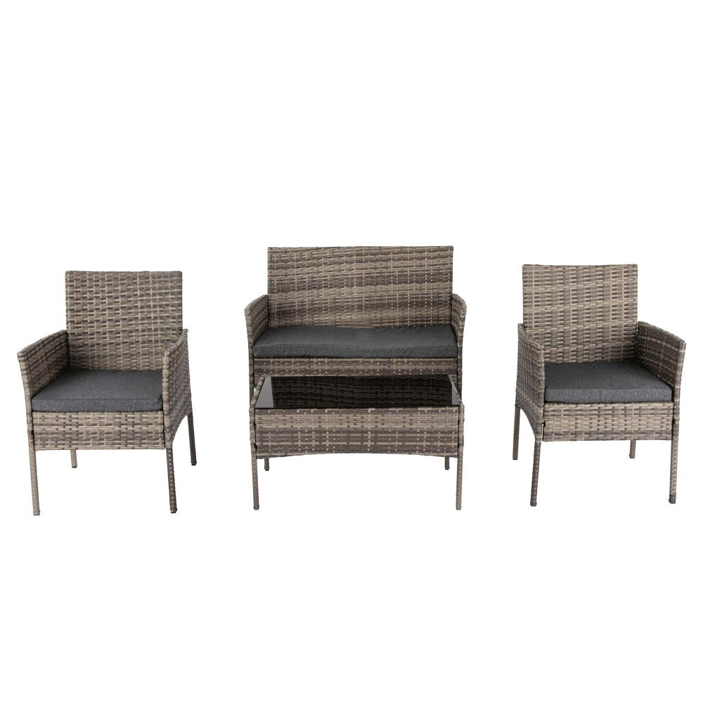 Altisblob 4 Seater Wicker Outdoor Lounge Set - Mixed Grey - Notbrand