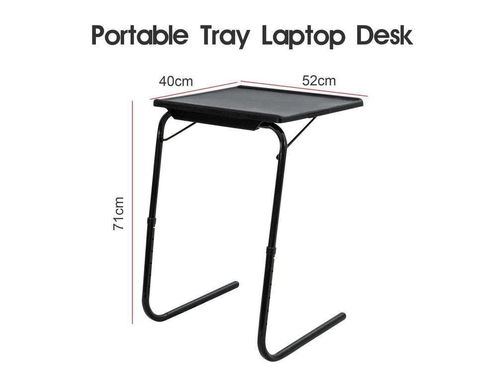 Foldable Table Adjustable Tray Laptop Desk with Removable Cup Holder-Black - Notbrand