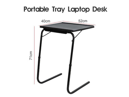 Foldable Table Adjustable Tray Laptop Desk with Removable Cup Holder-Black - Notbrand