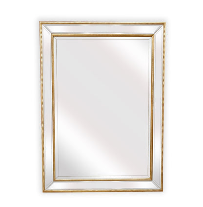 Gold Beaded Rectangle Framed Mirror - 110cm - Notbrand