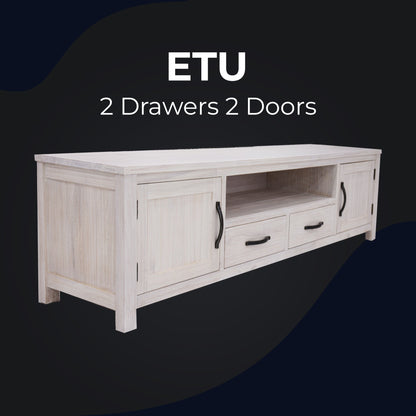 Foxglove ETU Entertainment TV Unit with 2 Drawer 2 Door Mt Ash Wood - White - Notbrand