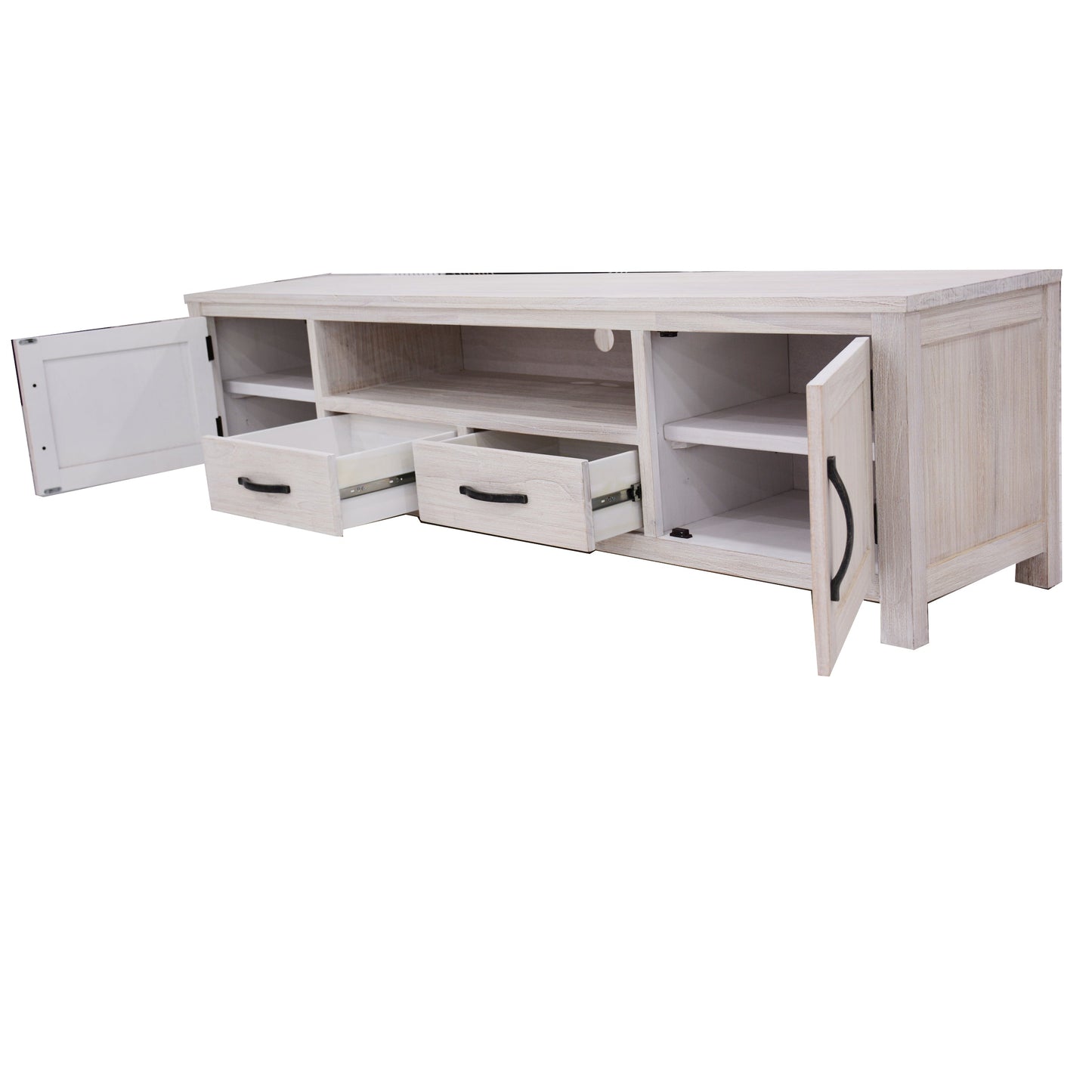 Foxglove ETU Entertainment TV Unit with 2 Drawer 2 Door Mt Ash Wood - White - Notbrand