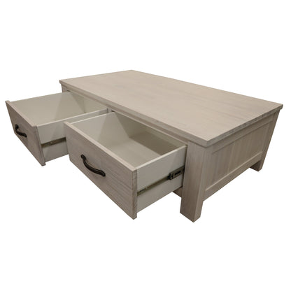 Foxglove Coffee Table with 2 Drawer Solid Mt Ash Wood in White - 127cm - Notbrand