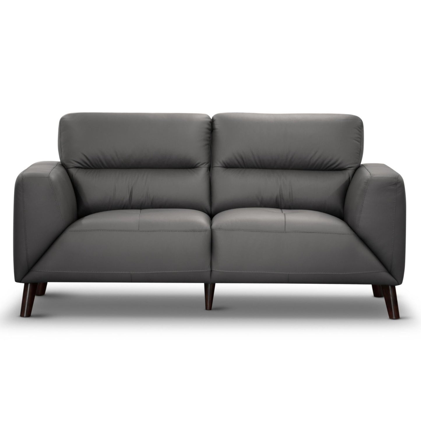 Gunmetal Genuine Leather 2-Seater Upholstered Sofa - House of Hyne