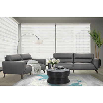 Gunmetal Genuine Leather 2-Seater Upholstered Sofa - House of Hyne