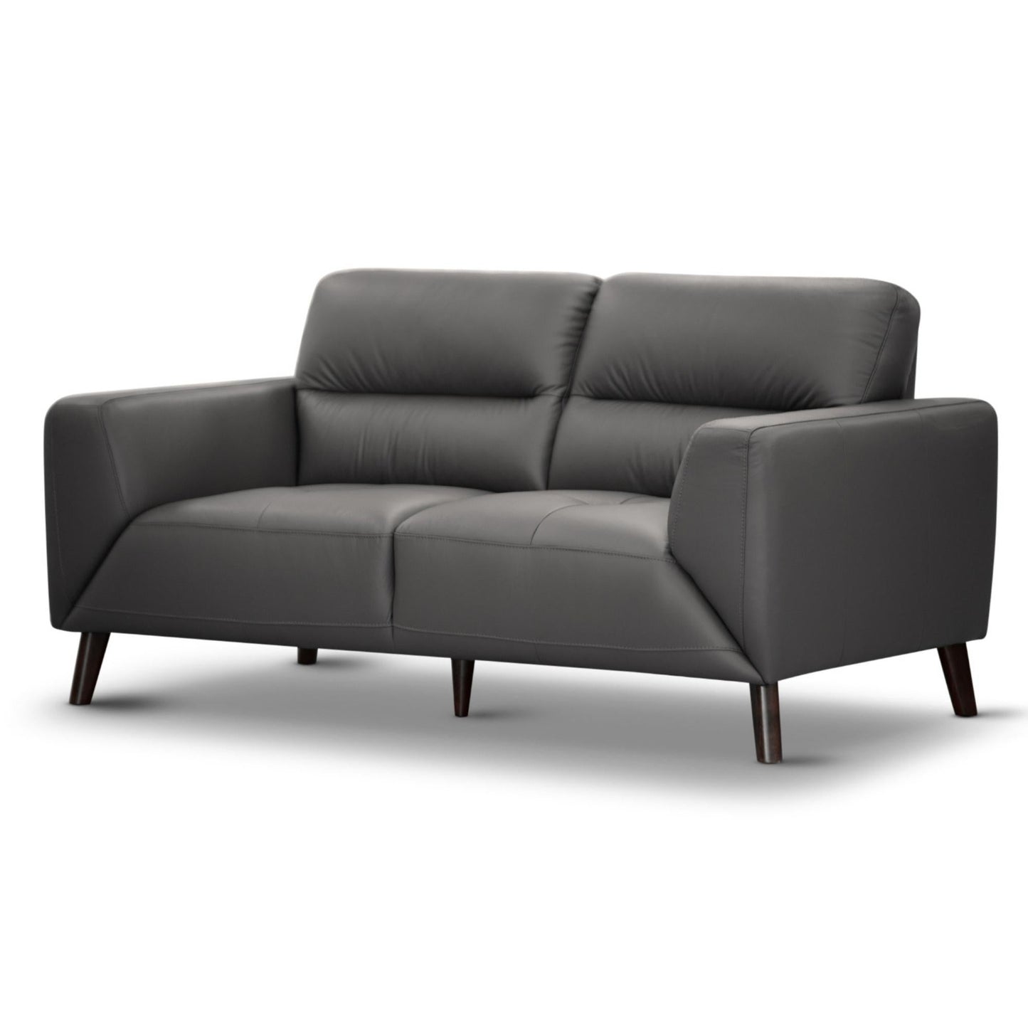 Gunmetal Genuine Leather 2-Seater Upholstered Sofa - House of Hyne