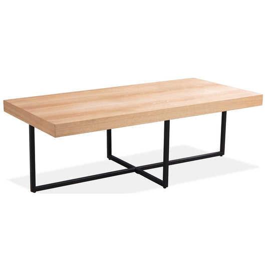 Petunia Elm Timber Wood Coffee Table with Metal Leg - Natural - Notbrand