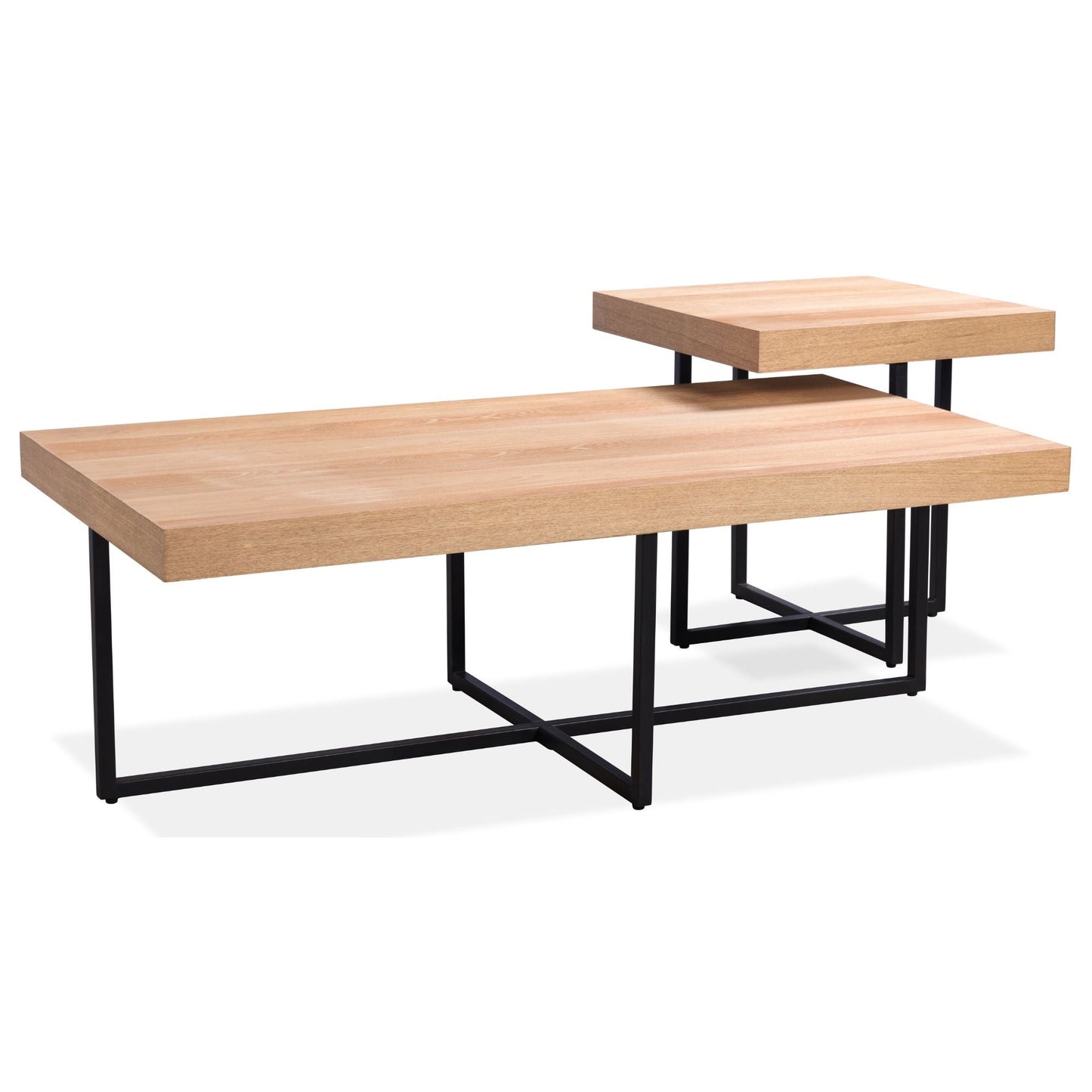 Petunia Elm Timber Wood Coffee Table with Metal Leg - Natural - Notbrand