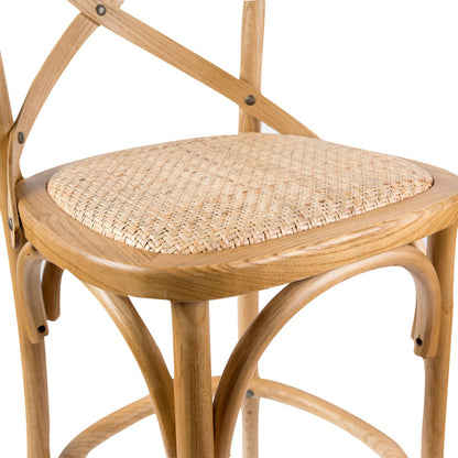 Aster Crossback Rattan Dining Chair in Solid Birch Timber Oak- Set of 2