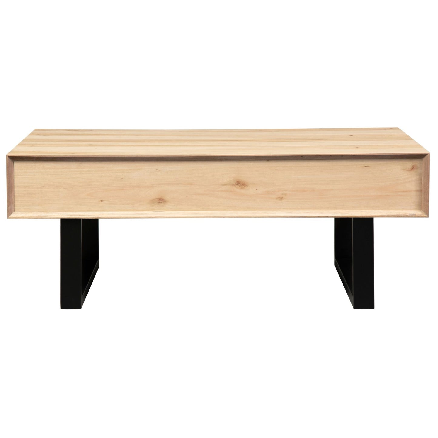 Aconite Coffee Table with  2 Drawers Solid Messmate Timber Wood in Natural - 60cm - Notbrand