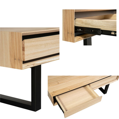 Aconite Coffee Table with  2 Drawers Solid Messmate Timber Wood in Natural - 60cm - Notbrand