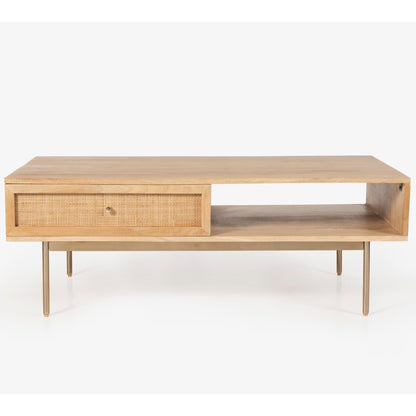 Martina Coffee Table with Solid Mango Timber Wood - 115cm - Notbrand