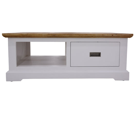 Orville Coffee Table with 1 Drawer Solid Acacia Wood in Multicolour - 120cm - Notbrand