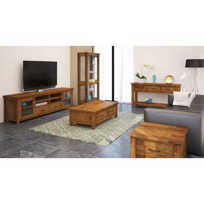 Birdsville Coffee Table 2 Drawer Solid Mt Ash Timber Wood in Brown - 120cm - Notbrand