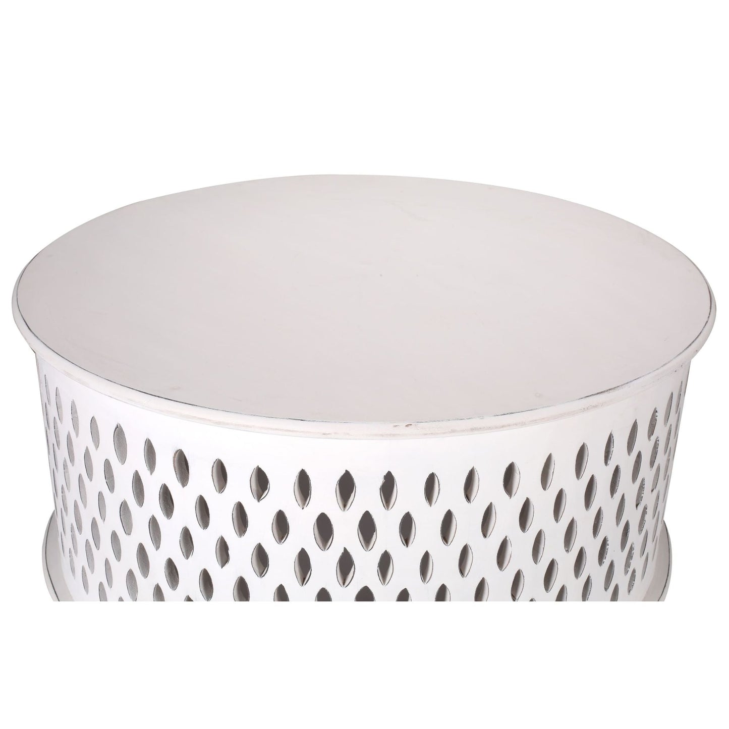 Pansy Round Wooden Coffee Table in White - 80cm - Notbrand