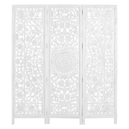 Misty 3 Panel Room Divider in Timber Wood - White - Notbrand