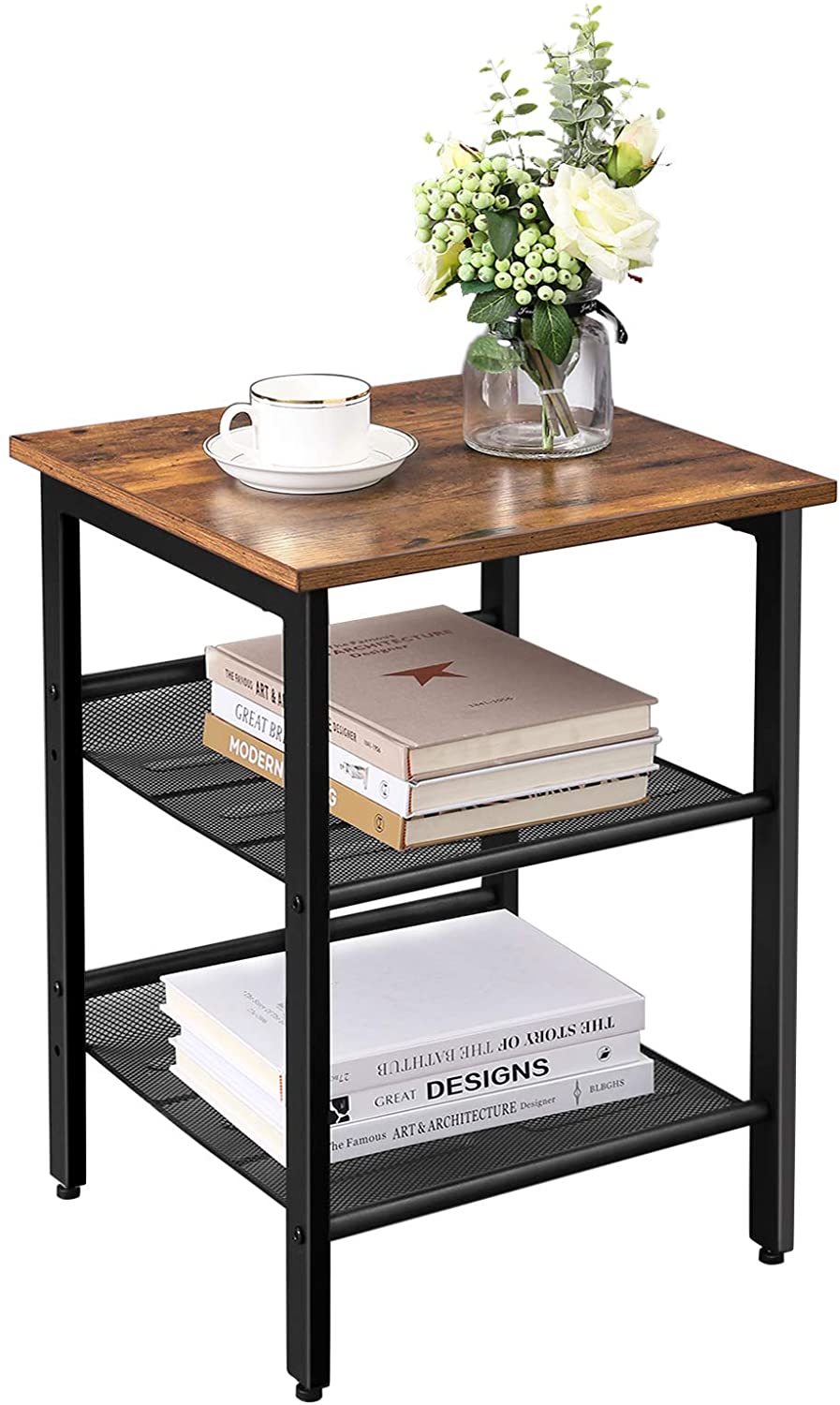 VASAGLE Side Table with 2 Mesh Shelves - Notbrand