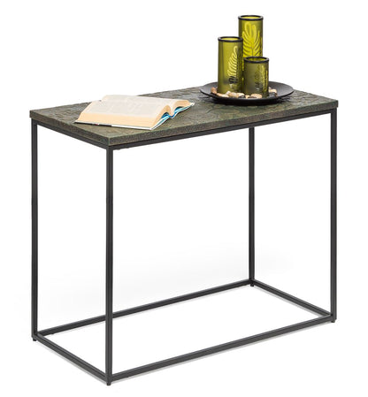 Mbelu Side Table with Textured Wood Top - Black