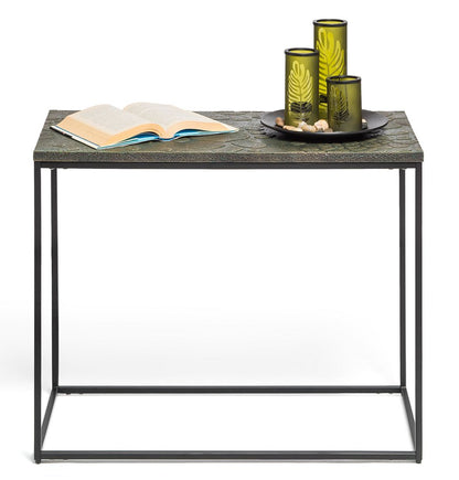 Mbelu Side Table with Textured Wood Top - Black