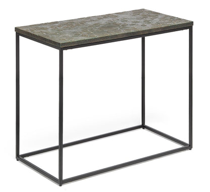 Mbelu Side Table with Textured Wood Top - Black