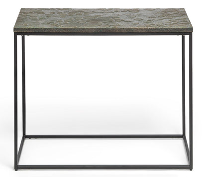 Mbelu Side Table with Textured Wood Top - Black