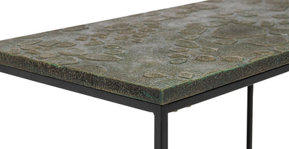 Mbelu Side Table with Textured Wood Top - Black