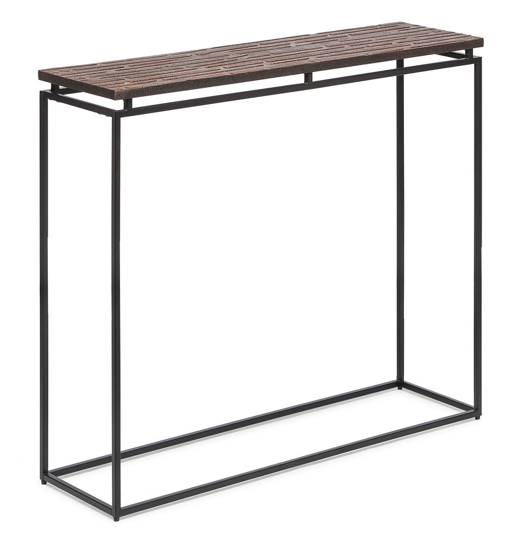 Mbelu Narrow Hallway Console Table with Wood Top - Black