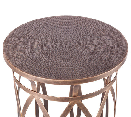 Mbelu Round Iron Side Table with Cross Legs - Brass Finish - Notbrand