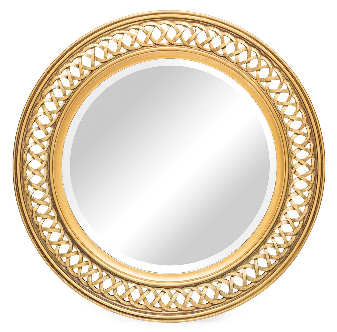 Mbelu Decorative Wooden Round Wall Mirror - Rustic Gold Finish - Notbrand