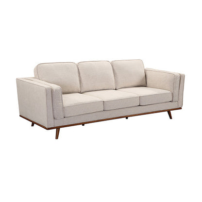 Aukax Beige Fabric 3+2 Seater Sofa Set with Wooden Frame - House of Hyne