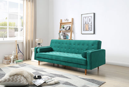 Orjee Button Tufted Sofa Bed 3 Seater in Velvet - Green - Notbrand