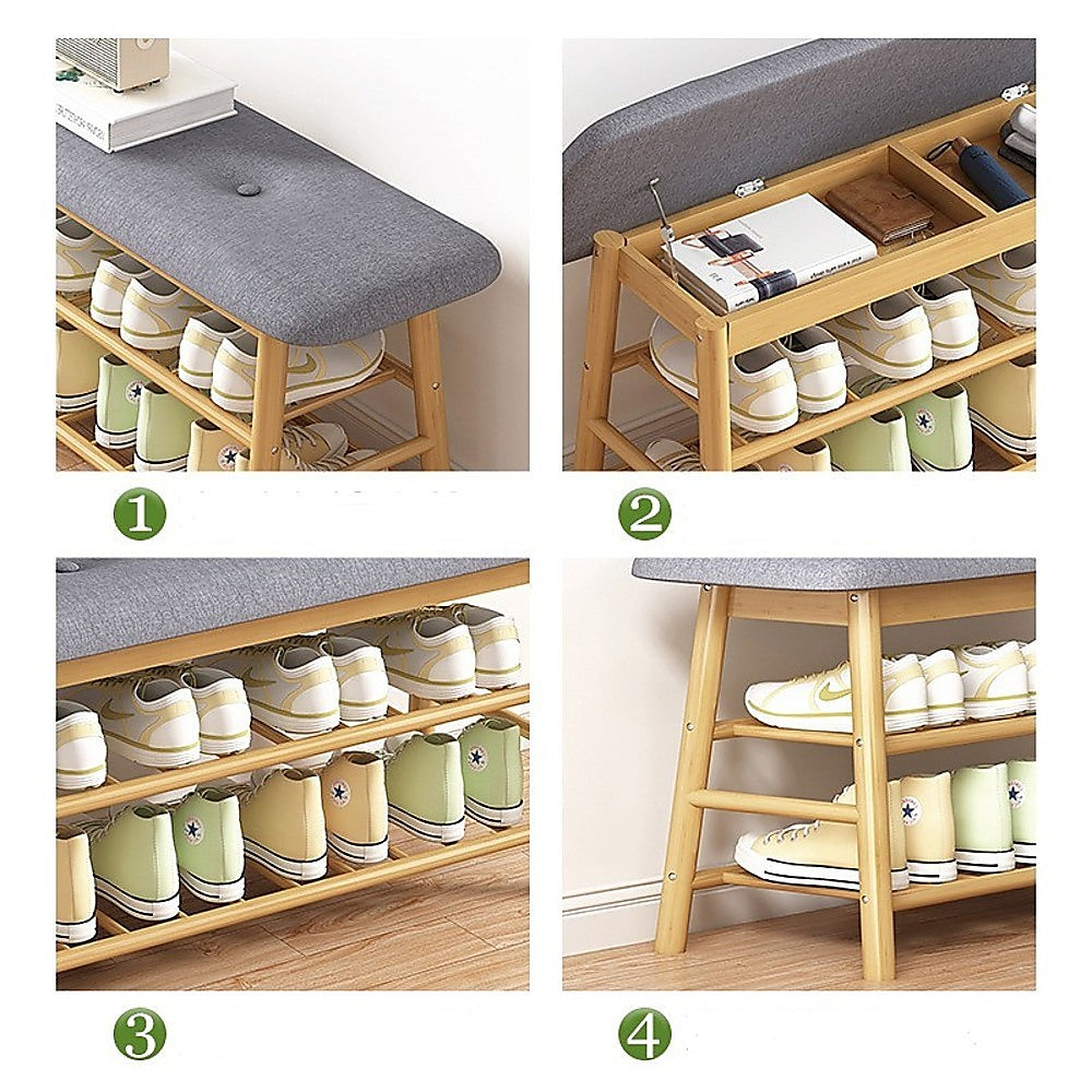 Shoe Stool Storage Rack Cabinet Multifunctional Space Saving - Notbrand