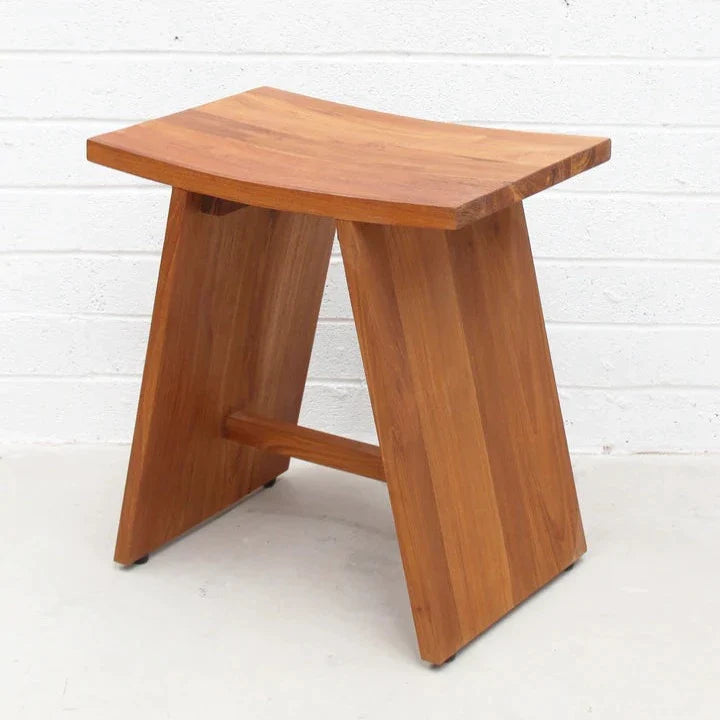 Archie Teak Stool With Rubber, Padded Feet - Natural - Notbrand