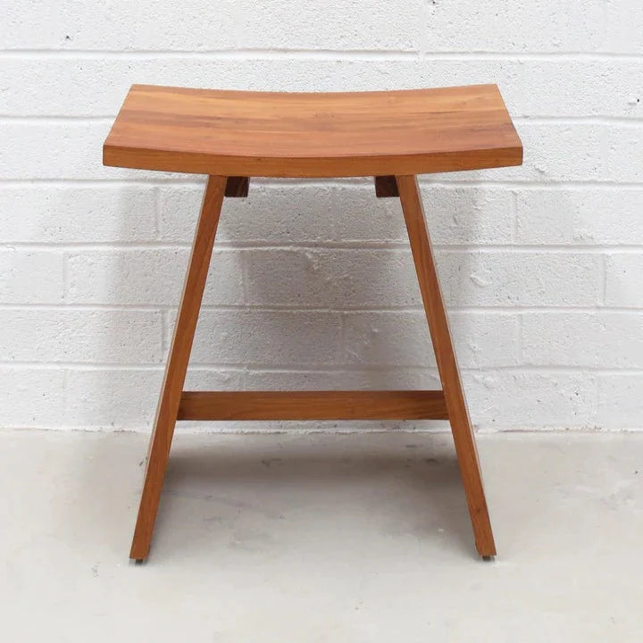 Archie Teak Stool With Rubber, Padded Feet - Natural - Notbrand