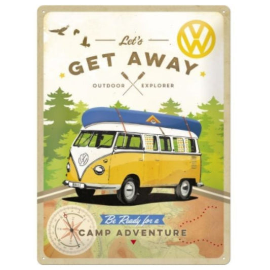 VW Bulli Let's Get Away! - Large Sign - NotBrand