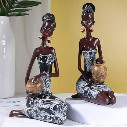 Vintage African Women Resin Sculpture Ornament - Range - Notbrand