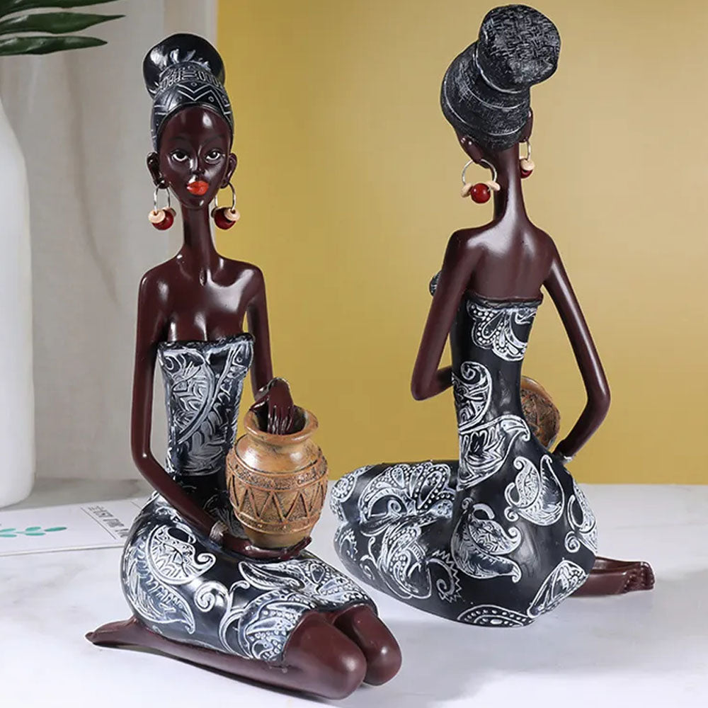 Vintage African Women Resin Sculpture Ornament - Range - Notbrand