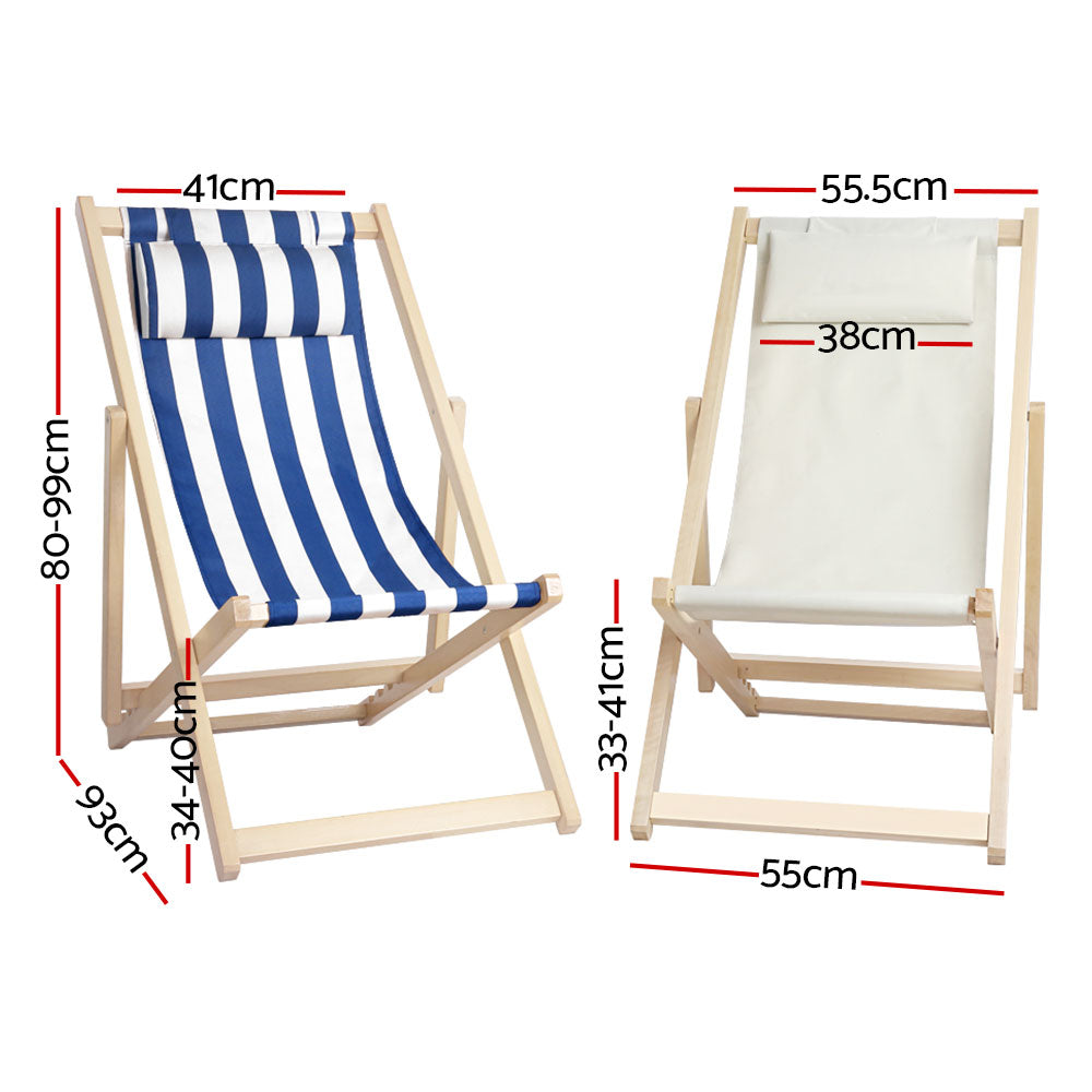 Gardeon Outdoor Furniture Sun Lounge Beach Chairs Deck Chair Folding Wooden Patio - Notbrand