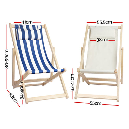 Gardeon Outdoor Furniture Sun Lounge Beach Chairs Deck Chair Folding Wooden Patio - Notbrand